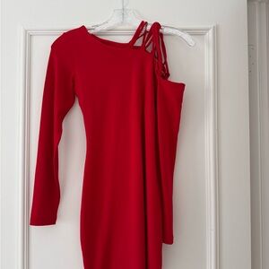 Susana Monaco Vibrant Red One-Shoulder Dress